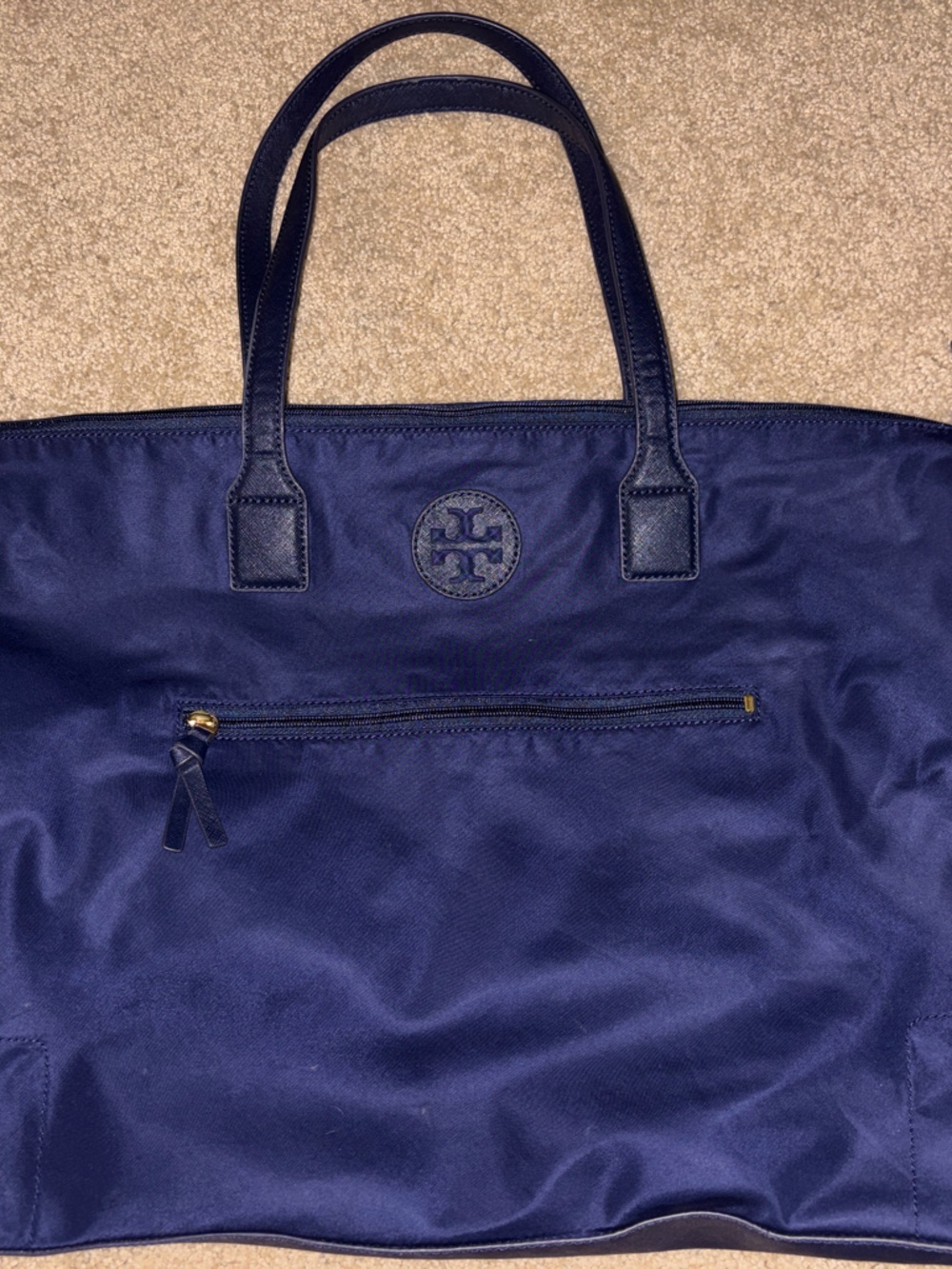 Tory Burch Navy Nylon Duffel Bag